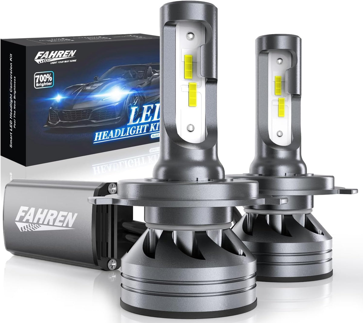 FAHREN H11 H9 LED Headlight Bulbs, 40000LM Super Bright H11 LED Bulb with Canbus Driver, 360° Adjustable Light Angle Halogen Replacement Kit, 6500K White IP68 Waterproof, Pack of 2 - PuriLite
