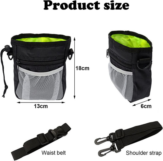 1 Pcs Dog Treat Training Pouch,with 2 Belts, Treat Pouch Dog Training Contains 2 Rolls of Poop Bags, Adjustable Dog Treat Bag, Hands-Free Puppy Training Pouch for Dog Treats (Black) - PuriLite