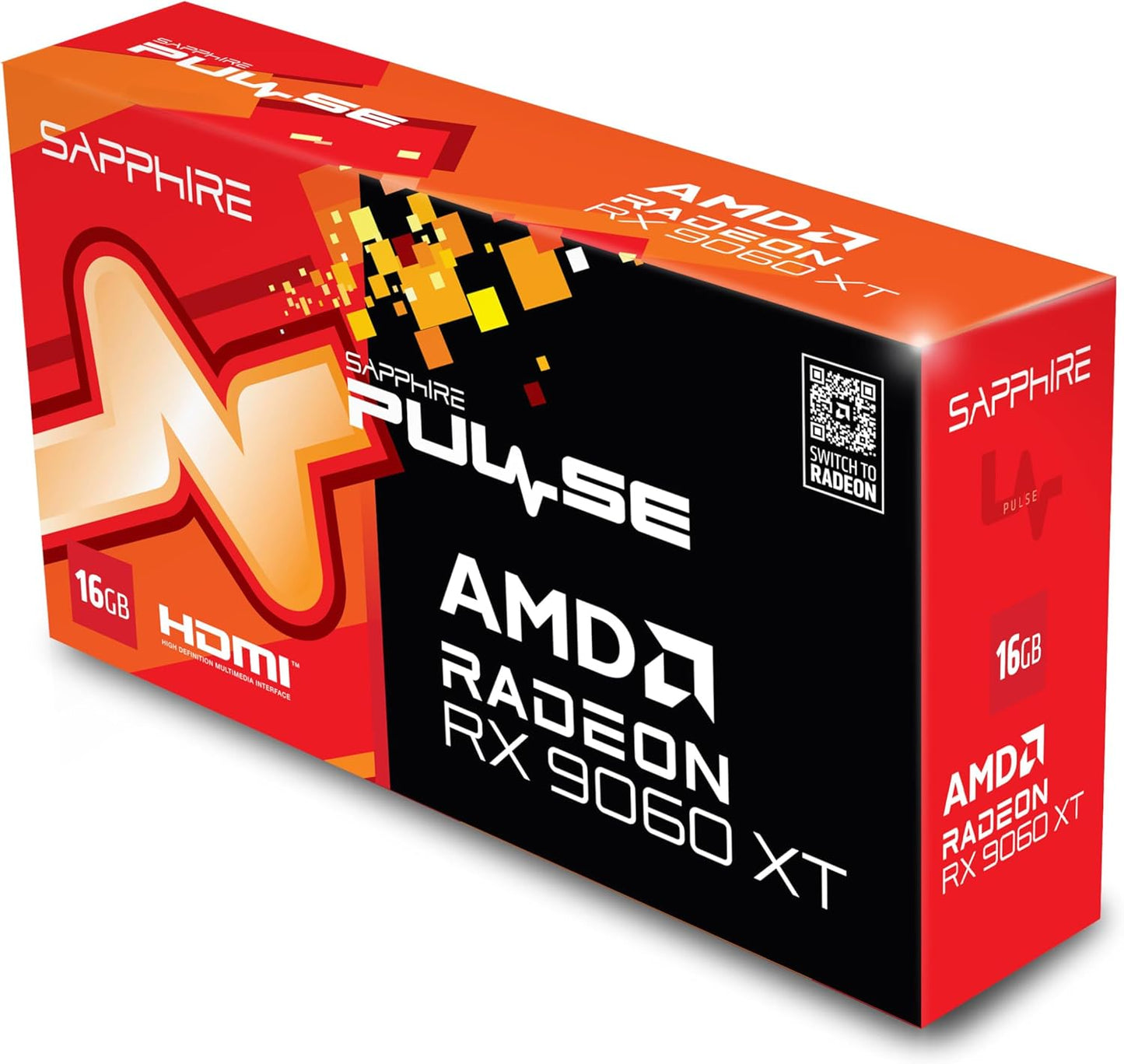 Sapphire 11350-03-20G Pulse AMD Radeon™ RX 9060 XT Gaming OC Graphics Card with 16GB GDDR6, AMD RDNA 4 - PuriLite