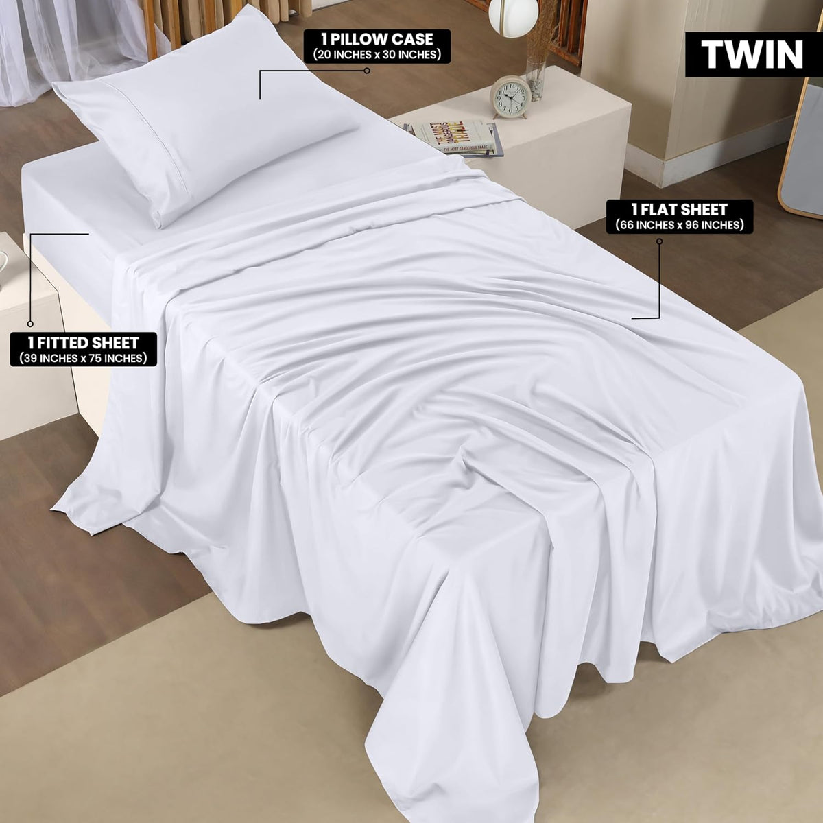 Utopia Bedding Queen Bed Sheet Set - 4 Piece Bedding - Soft Brushed Microfiber Fabric - Shrinkage & Fade Resistant - Easy Care (White) - PuriLite