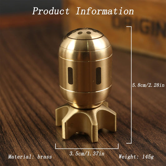 Rotating Brass Missile Figurine | Desk Ornament | Bookshelf Decor | Office Accessory | Modern Military Decor - PuriLite
