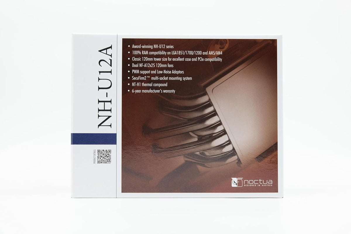 Noctua NH-U12A, Premium CPU Cooler with High-Performance Quiet NF-A12x25 PWM Fans (120mm, Brown) - PuriLite