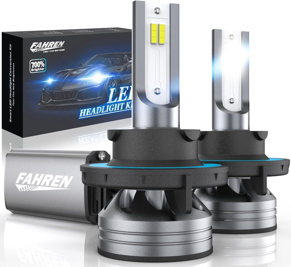 FAHREN H11 H9 LED Headlight Bulbs, 40000LM Super Bright H11 LED Bulb with Canbus Driver, 360° Adjustable Light Angle Halogen Replacement Kit, 6500K White IP68 Waterproof, Pack of 2 - PuriLite