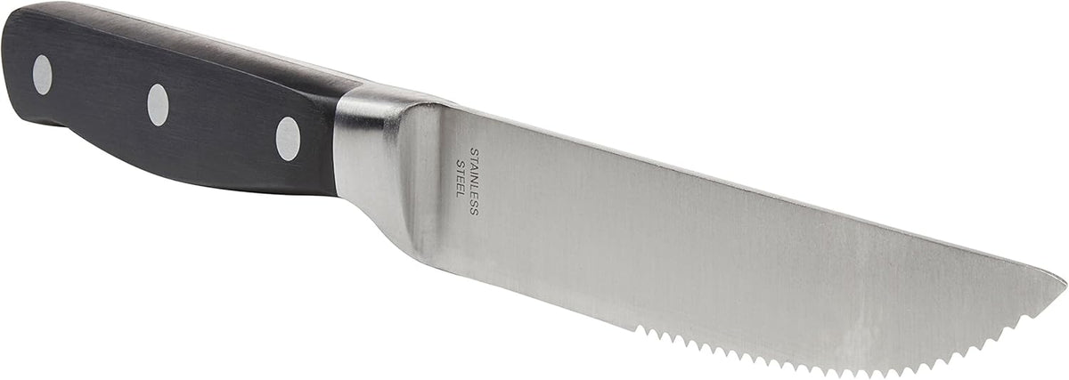 Amazon Basics Premium 8-Piece Kitchen Steak Knife Set, Black - PuriLite