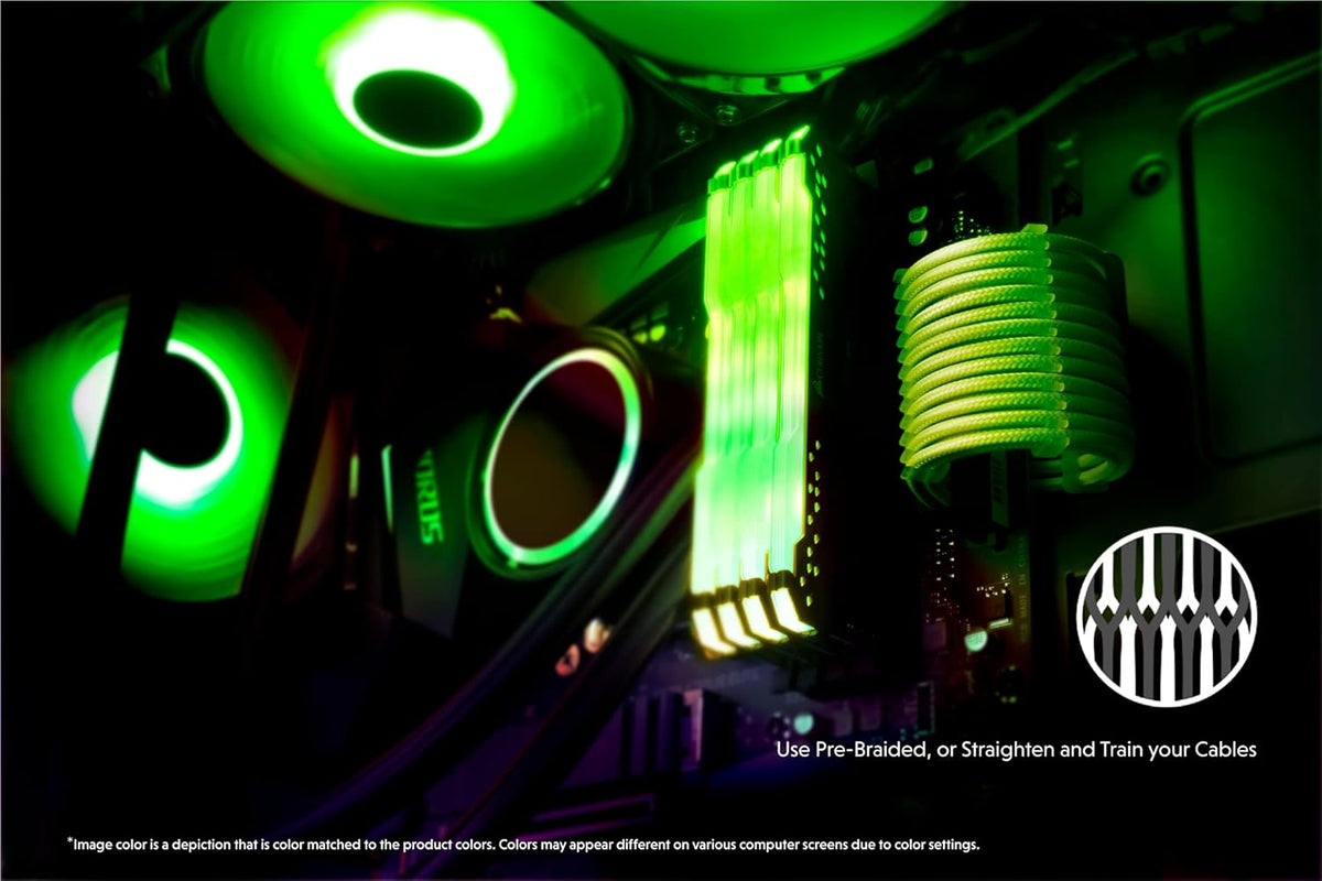 LINKUP - 30cm Super Soft and Flexible PSU Cable Extension Sleeved Custom Mod GPU PC Braided w/Comb Kit | 1 x 24 P (20+4) | 2 x 8 P (4+4) CPU | 2 x 8 P (6+2) GPU Set | 300mm - Blackgreen - PuriLite