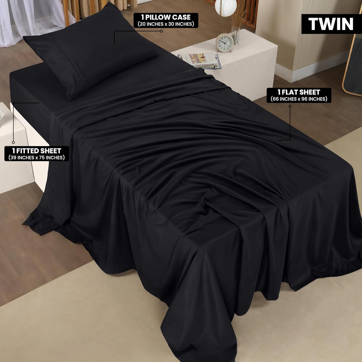 Utopia Bedding Queen Bed Sheet Set - 4 Piece Bedding - Soft Brushed Microfiber Fabric - Shrinkage & Fade Resistant - Easy Care (White) - PuriLite