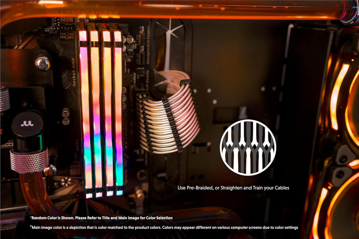 LINKUP - 30cm Super Soft and Flexible PSU Cable Extension Sleeved Custom Mod GPU PC Braided w/Comb Kit | 1 x 24 P (20+4) | 2 x 8 P (4+4) CPU | 2 x 8 P (6+2) GPU Set | 300mm - Blackgreen - PuriLite