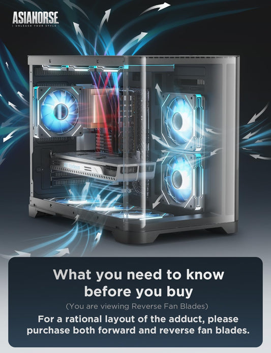 AsiaHorse AMICI-5GT RGB PC Fans, Infinity Mirror ARGB Fans HDB Bearing Fan Speeds Up to 1800 RPM with 24 LED Lights, Forward Blade Fan Compatible Motherboard Aura SYNC (Reverse Blade, 3_Pack_Black) - PuriLite