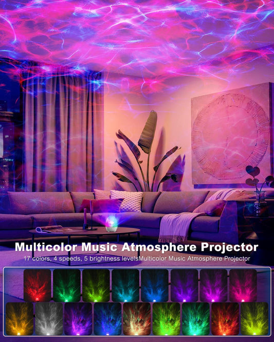 Purilite Select Northern Lights Projector – 17 Color Aurora Lamp with Bluetooth Speaker & Remote | Night Light, Mood Lamp, and Room Decor in One - PuriLite