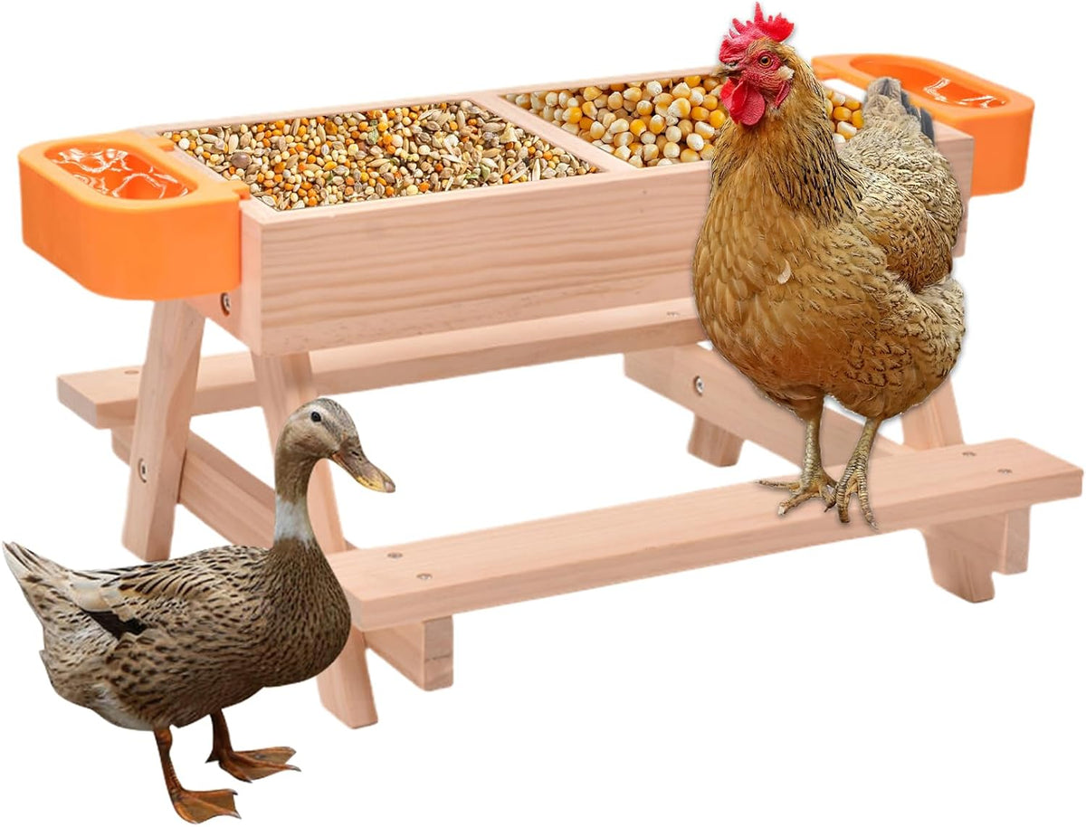 Chicken Feeders No Waste No Waste Wooden Table Poultry Feeding Equipment