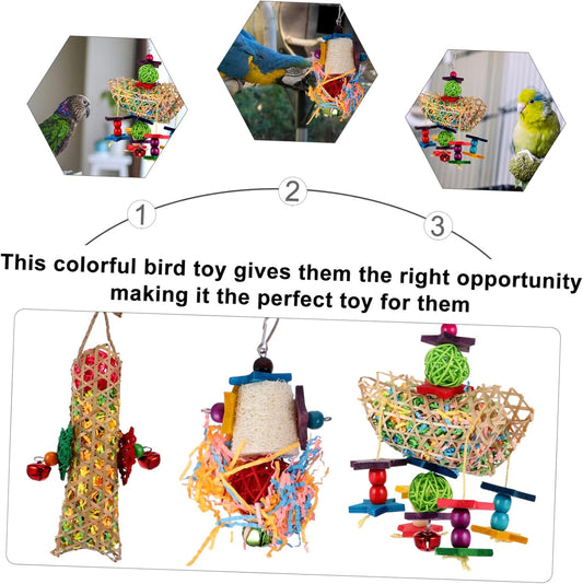 Kisangel 6pcs Parrot Toys for Bird Cage Accessories Useful Parrot Chewing Toys for Pet Supplies