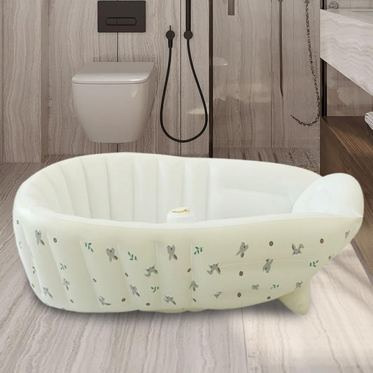Baby Bath Tub, Inflatable Toddler Wash Tub Bath Seat With Pump | Adjustable Bathing Support Seat, Foldable Sitting Shower Bathtub For Camping Beach Travel Outdoor - PuriLite