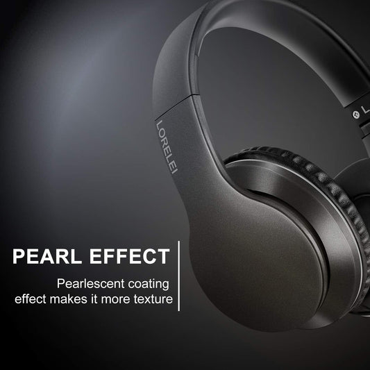 LORELEI X6 Over-Ear Wired Stereo Bass Headphones with Microphone, Lightweight, Foldable & Portable with 1.45M No-Tangle for Smartphone, Tablet, MP3/4, Space Black - PuriLite