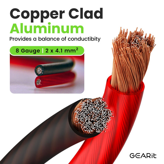 GEARit, 8 Gauge Wire, for Automotive Power/Ground, Battery Cable, Car Audio, RV, Amp, CCA, Automotive Wire, Amp Kit, Battery Cables, Wiring Kit, (25 feet Each- Black/Red) - PuriLite