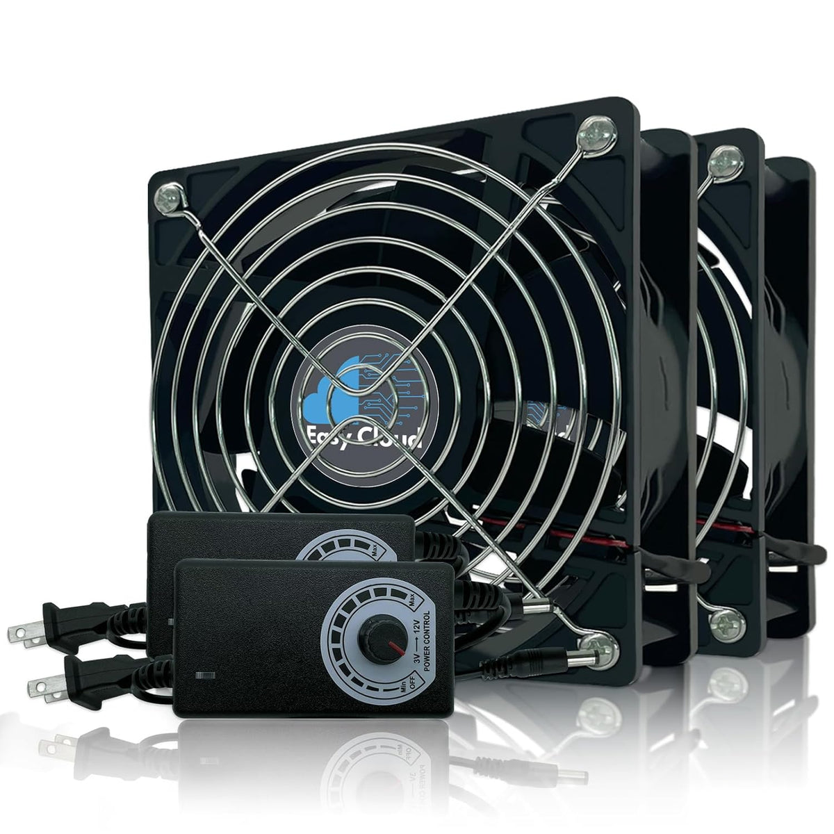 Easy Cloud 120mm USB Fan, USB Computer Fan with 3 Speeds Controller Small PC Cooling Fans for Cabinet Case Server TV Receiver Router DVR Xbox Cooler, 2Pcs - PuriLite
