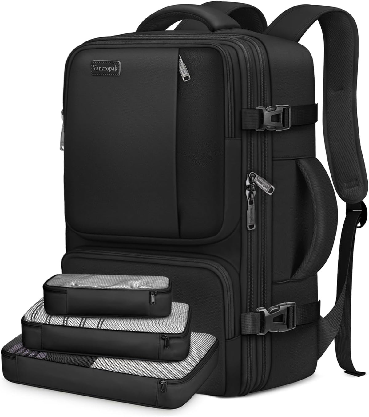 Vancropak Carry on Backpack, Airline Approved 45L Travel Backpack with 3 Packing Cubes - PuriLite