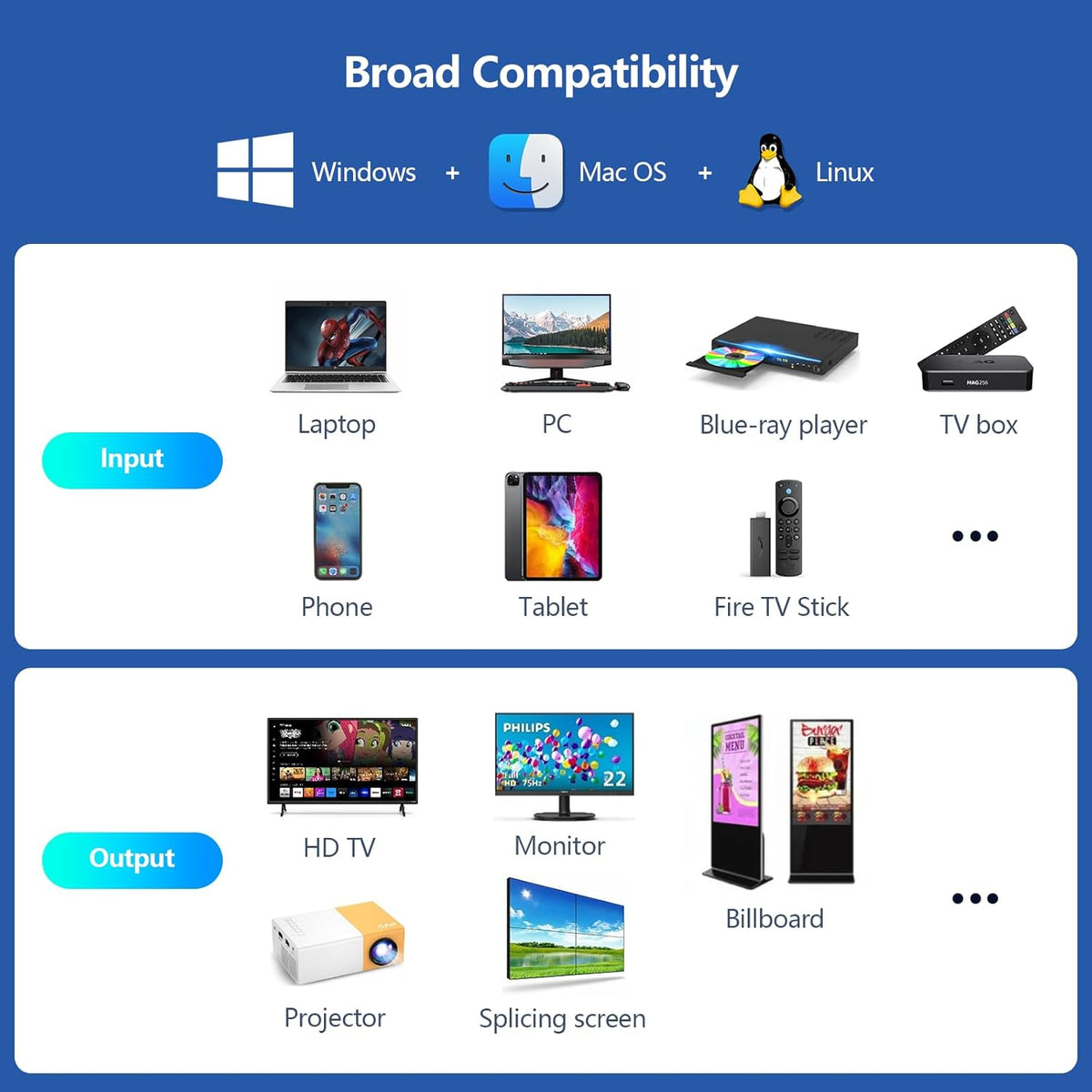HDMI Video Wall Controller, RIUIIN TV Wall Controller, 4K TV Wall Processor, 180° Rotation, Audio, IR Remote, 2x2,1x2,1x3,1x4,2x1,3x1,4x1, Make 4 tv Screens into Wall Display - PuriLite