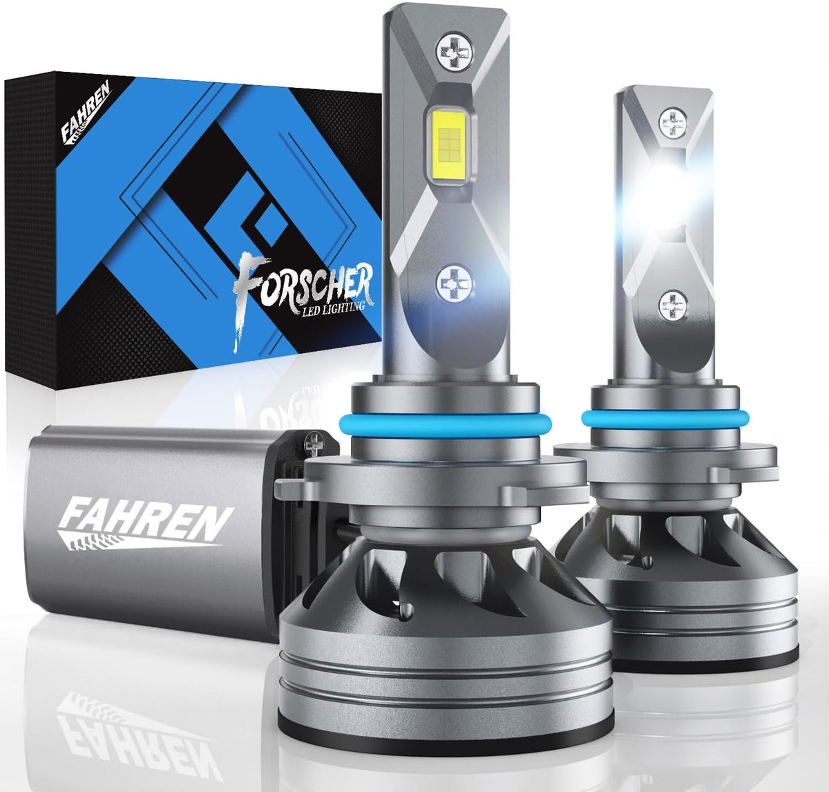 FAHREN H11 H9 LED Headlight Bulbs, 40000LM Super Bright H11 LED Bulb with Canbus Driver, 360° Adjustable Light Angle Halogen Replacement Kit, 6500K White IP68 Waterproof, Pack of 2 - PuriLite