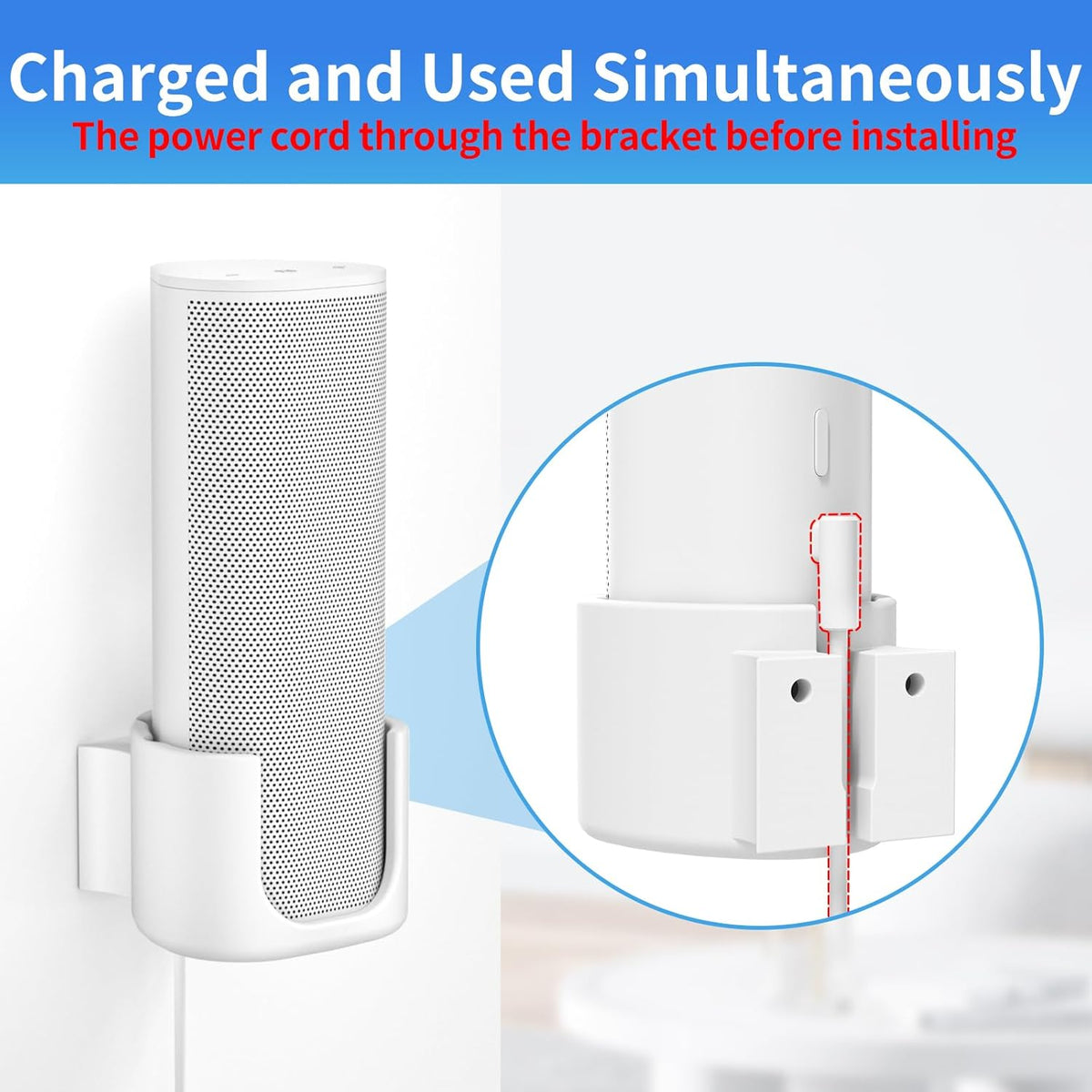 Sturdy Speaker Wall Mount for Sonos Roam 2, Roam SL - Space Saving Bracket Easy to Install, White - PuriLite