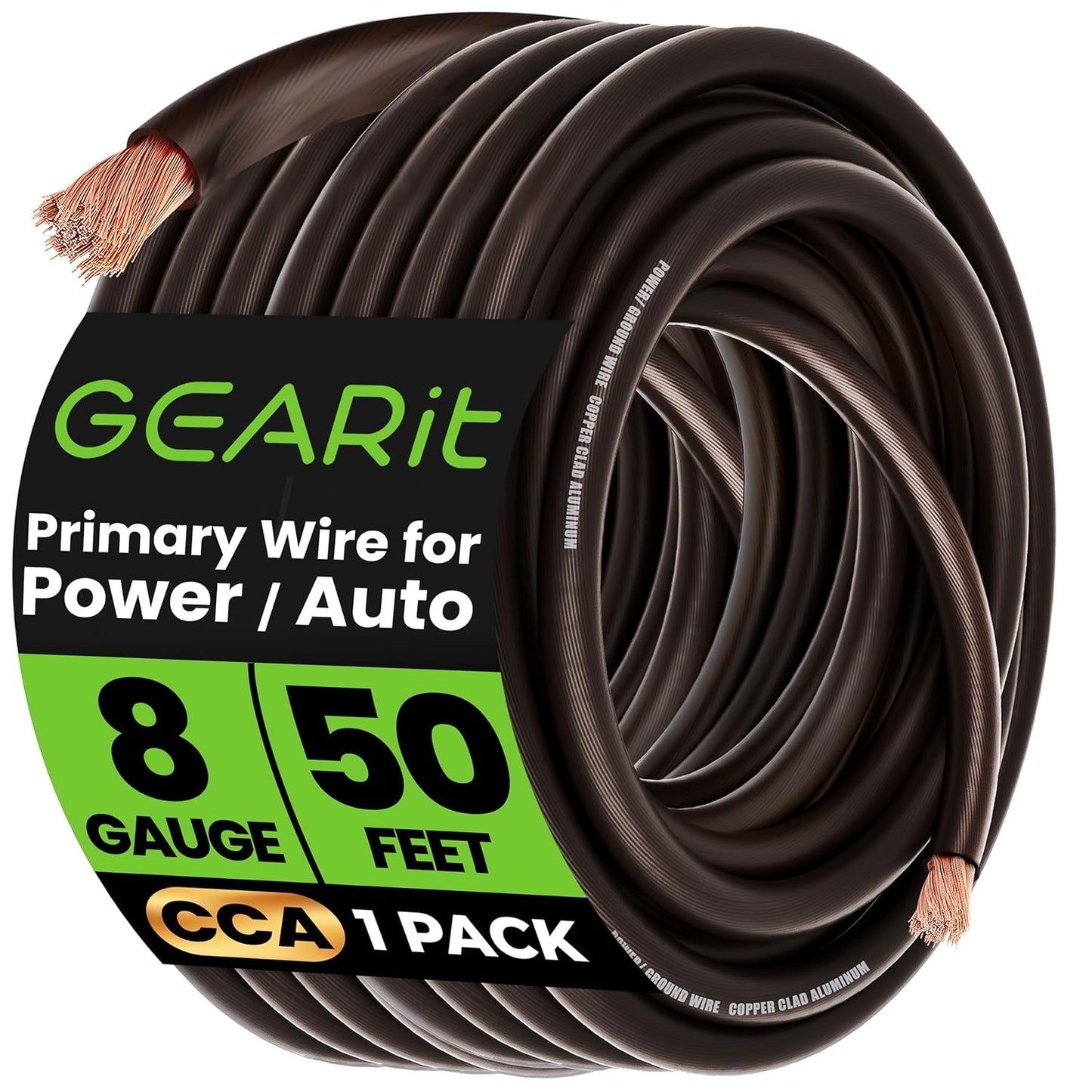 GEARit, 8 Gauge Wire, for Automotive Power/Ground, Battery Cable, Car Audio, RV, Amp, CCA, Automotive Wire, Amp Kit, Battery Cables, Wiring Kit, (25 feet Each- Black/Red) - PuriLite