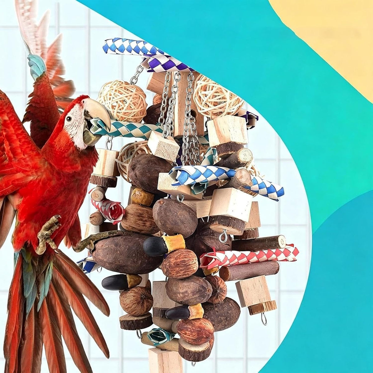 Parakeet Toys Wooden Rattan Natural Enrichment Pet Supplies