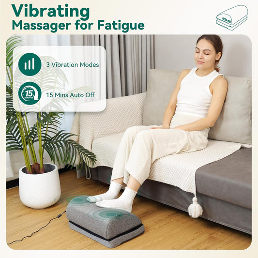 Snailax Foot Rest Under Desk at Work, 2 Heating Levels, 3 Vibrating Massage Modes, Heated Ergonomic Foot Stool with Adjustable Height, Office & Gaming Home Use, Grey - PuriLite