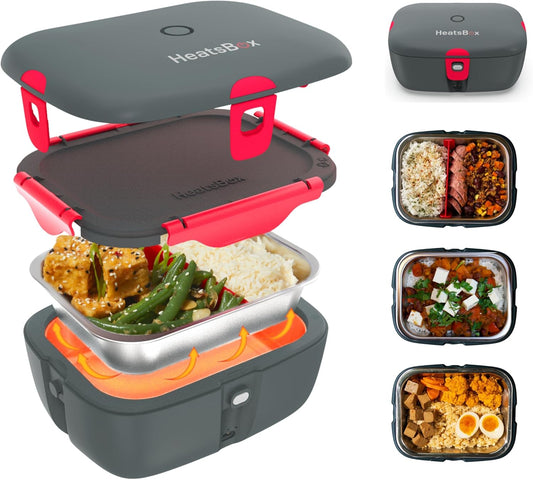 HeatsBox Inner Dish Set of 2 Reusable Stainless Steel Containers with Lid to Meal Prep Food | Freezer and Oven Safe | Compatible Go Lunch Box (Buy Separately, not Included) - PuriLite