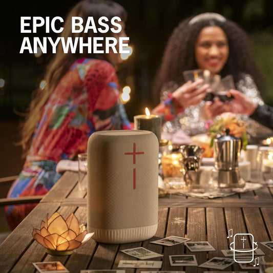 Ultimate Ears EPICBOOM, Portable Wireless Bluetooth Speaker, Big Bass and Immersive, 360-Degree Sound, Adaptive EQ, IP67 Waterproof, Floatable, 17 Hour Battery, 180 ft Range, USB C - White - PuriLite