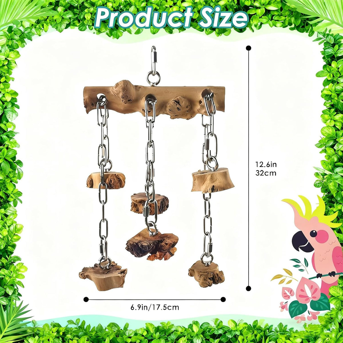 Interactive Bird Chewable Toy Wood Texture Bill Care Hanging Plan Mental Encouragement Rustless Bird Dolls Bird Keeping Supplies Pet Care Mental Exercise Hanging Plan