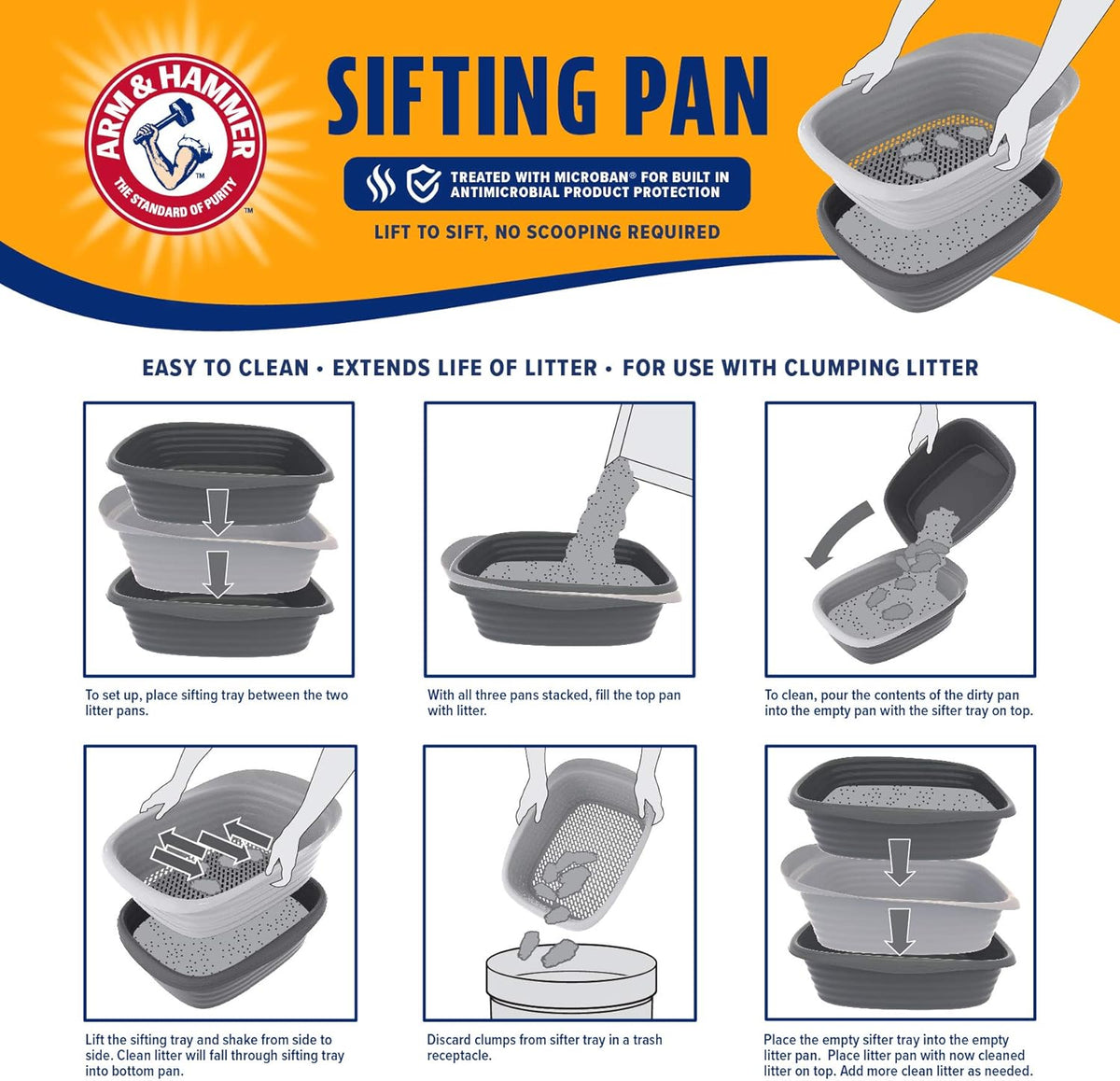 Arm & Hammer 42036 Large Sifting Litter Pan - PuriLite