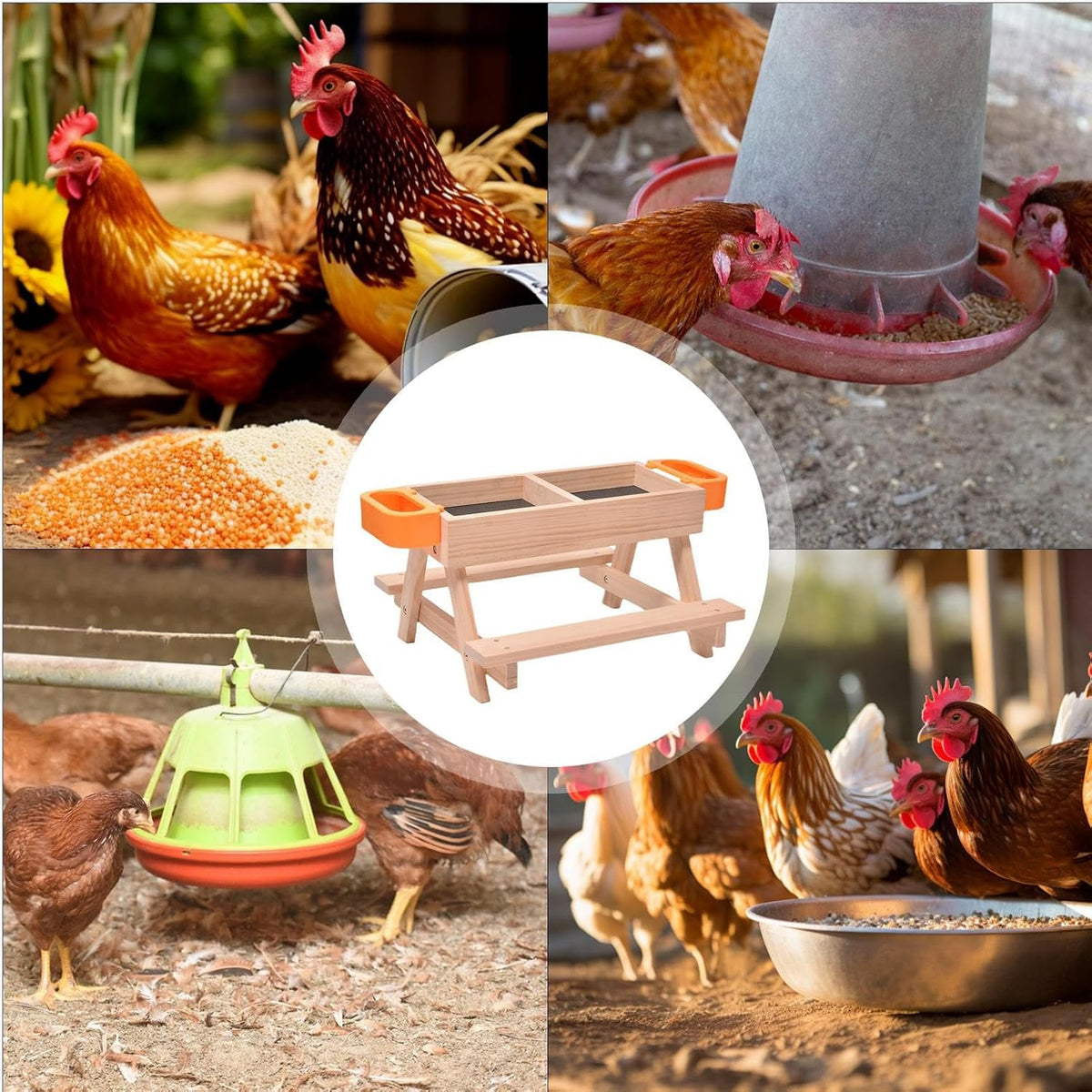Chicken Feeders No Waste No Waste Wooden Table Poultry Feeding Equipment