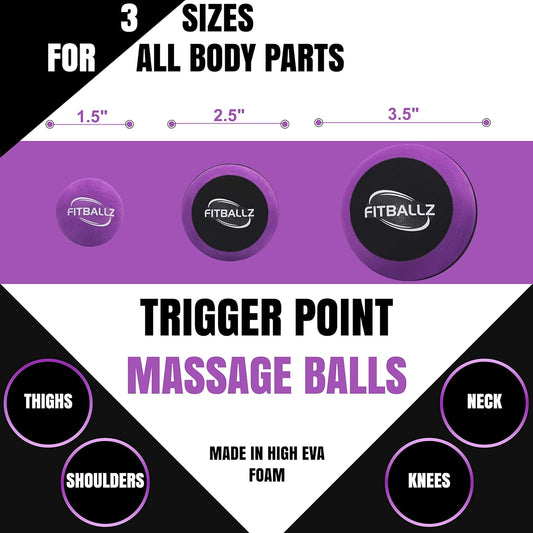 Massage Ball Set for Trigger Point Myofascial Release | Premium 6 Pack Muscle Massager Tools for Plantar Fasciitis | Foot Reflexology | Deep Tissue Therapy | Spiky Peanut 3 Massage Balls
