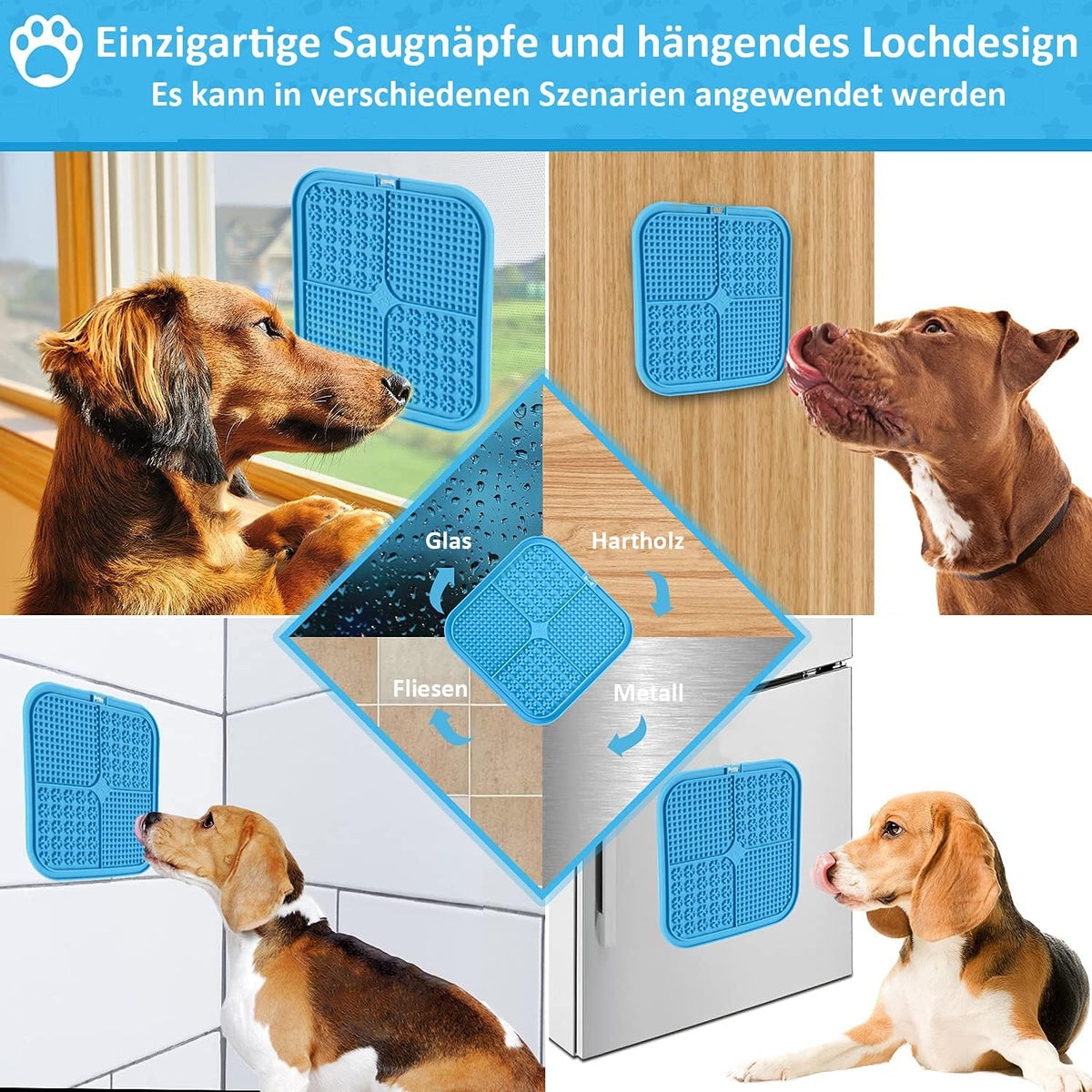 2 Pack Licking Mat for Dogs & Cats with Suction Cups, Dog Slow Feeder Lick Pat for Anxiety Relief, Dog Toys Feeding Mat for Butter Yogurt Peanut, Pets Bathing Grooming Training Mat - PuriLite
