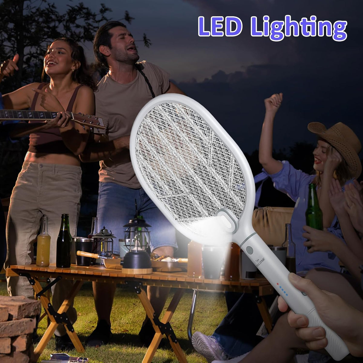 PALONE Bug Zapper Racket ,Fly Swatter with Light, Detachable Dual Modes Fly Zapper for Indoor Outdoor (1 Pack) - PuriLite