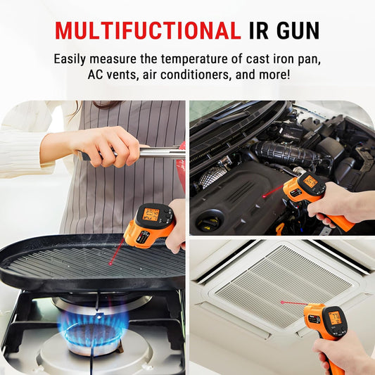 ThermoPro TP30 Infrared Thermometer Gun, Non Contact Temperature Gun with Adjustable Emissivity, Laser Thermometer Gun for Cooking, Pizza Oven, Griddle, Engine, HVAC -58°F ~1022°F (Not for Human) - PuriLite