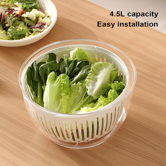 Salad Spinner Small, 4.5L Lettuce Dryer Spinner, Bowl Basket Container Strainer with Non-Slip Base for Vegetable Fruit Cleaning Storage Kitchen Refrigerator - PuriLite