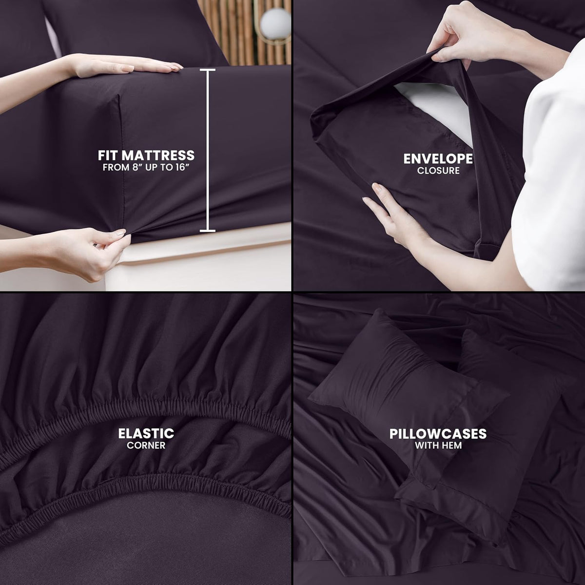 Utopia Bedding Queen Bed Sheet Set - 4 Piece Bedding - Soft Brushed Microfiber Fabric - Shrinkage & Fade Resistant - Easy Care (White) - PuriLite