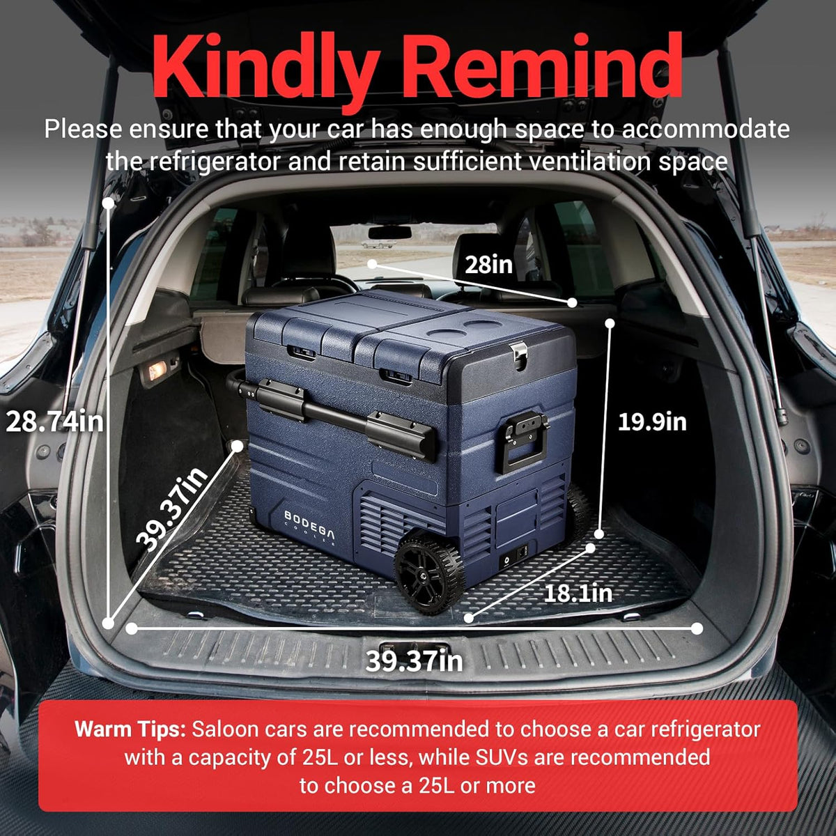 BODEGACOOLER 12V Portable Refrigerator Dual Zone 48 Quart, 45L Portable Car Fridge Freezer, -4℉-68℉℉ Car Cooler WIFI APP Control 12/24V DC and 100-240V AC for Camping,Travel, Home Use