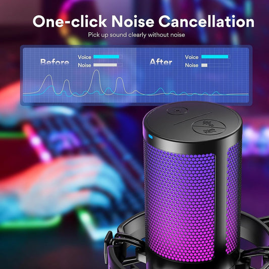 MAONO USB Gaming Microphone | Streaming Microphone | Podcast Microphone | Recording Microphone | RGB USB Microphone | Unidirectional Condenser Mic - PuriLite
