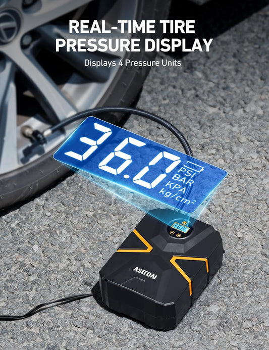 AstroAI Tire Inflator Air Compressor 12V DC, Digital Car Tire Pump 150 PSI, Preset Tire Pressure & Auto Shutoff, Electric Air Pump for Car Tyres, Bicycles, Other Inflatables - PuriLite
