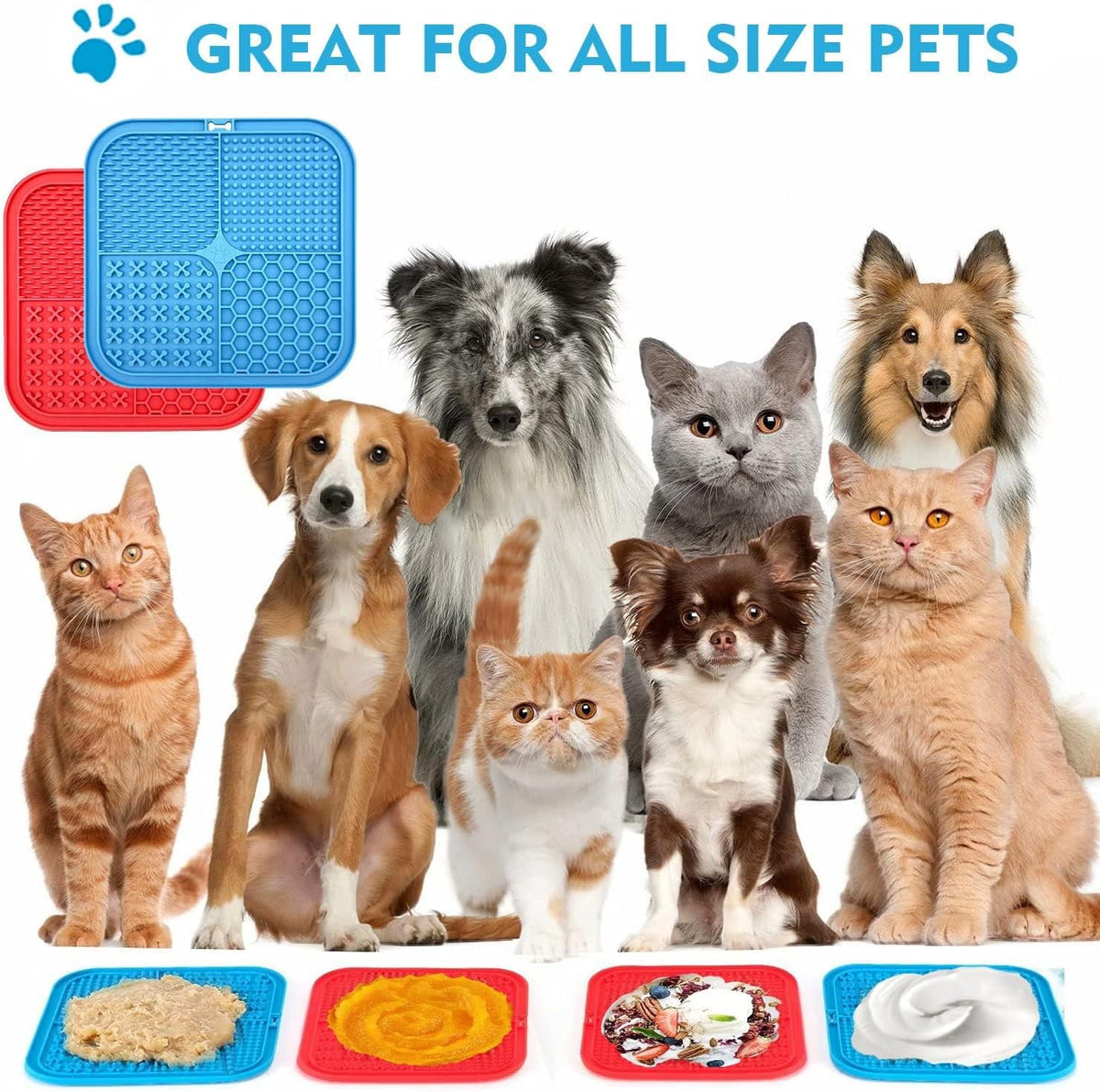 2 Pack Licking Mat for Dogs & Cats with Suction Cups, Dog Slow Feeder Lick Pat for Anxiety Relief, Dog Toys Feeding Mat for Butter Yogurt Peanut, Pets Bathing Grooming Training Mat - PuriLite