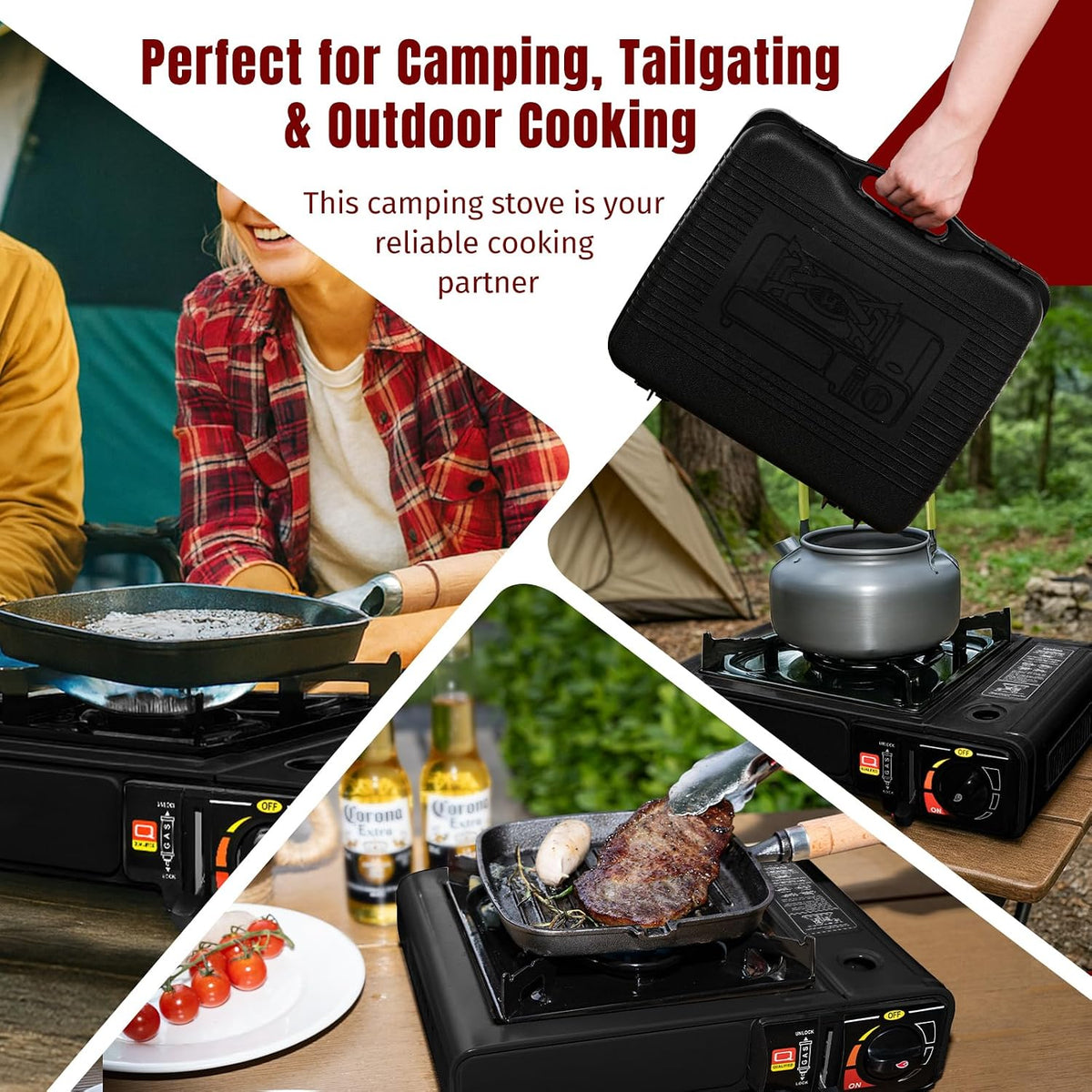 SHINESTAR Butane Camping Stove, 7800 BTUs, Portable with Carrying Case