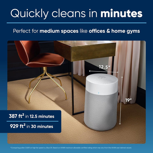 BLUEAIR Air Purifiers for Medium Rooms, Bedroom, Kitchen, Cleans 1,858 sqft in one hour, HEPASilent Smart Air Cleaner for Home, Pets, Allergies, Dust, Mold, Smoke - Blue Pure 311i Max - PuriLite