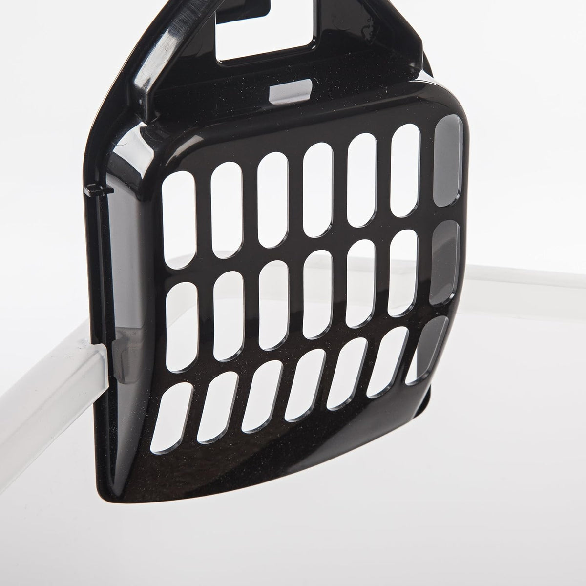 IRIS USA Large Cat Litter Box with Scoop, Open Top Cat Litter Pan, Black - PuriLite