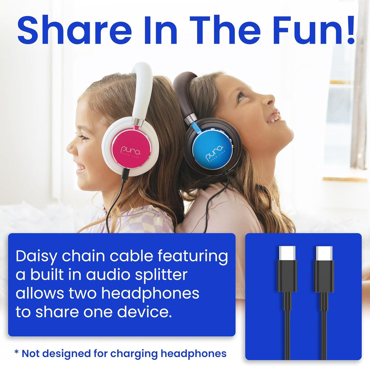 Puro Sound Labs BT2200 Plus Volume Limited Kids’ Bluetooth Headphones (Blue) - PuriLite