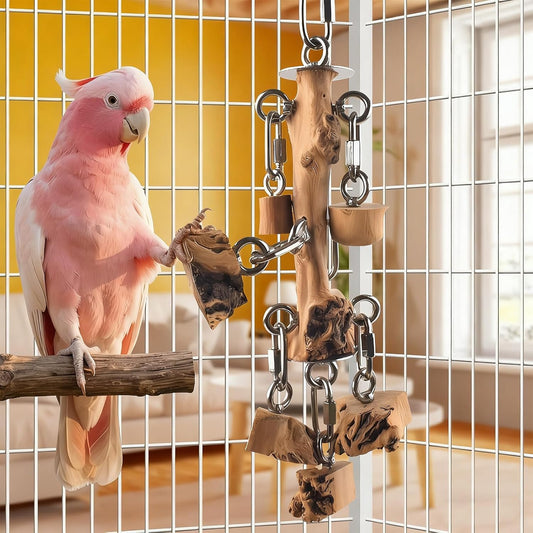 Interactive Bird Chewable Toy Wood Texture Bill Care Hanging Plan Mental Encouragement Rustless Bird Dolls Bird Keeping Supplies Pet Care Mental Exercise Hanging Plan