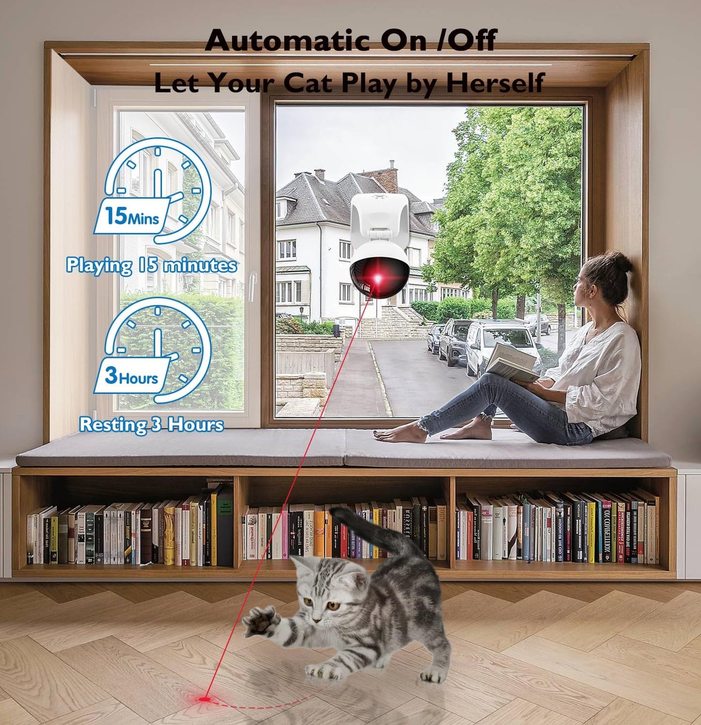 Petiepaw Interactive Laser Cat Toys for Indoor Cats,Cat Laser Toy Automatic for Bored Indoor Adult Cats/Kittens/Dogs,USB Rechargeable,3 Speed Modes - PuriLite