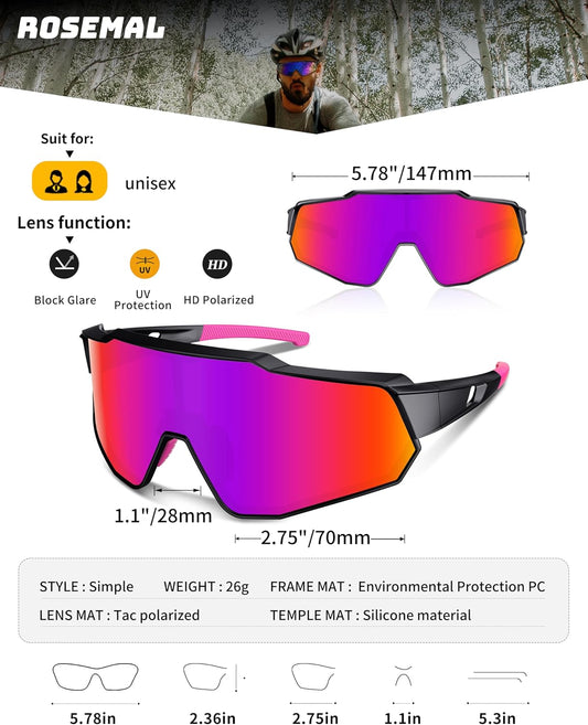Polarized Sports Sunglasses for Men Women Youth Baseball Cycling Running Driving Fishing Tennis Golf Motor TAC UV400 TR90 - PuriLite