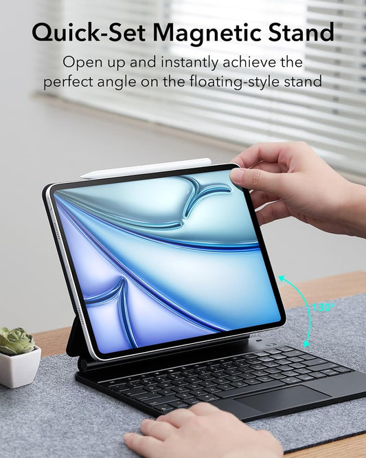 ESR iPad Air 13 Inch Case Keyboard (M3/M2, 2025/2024) & iPad Pro 12.9 inch (3/4/5/6th Gen) Magic Keyboard, Easy-Set Floating Cantilever Stand, Precision Multi-Touch Trackpad, Rebound Series, Black - PuriLite