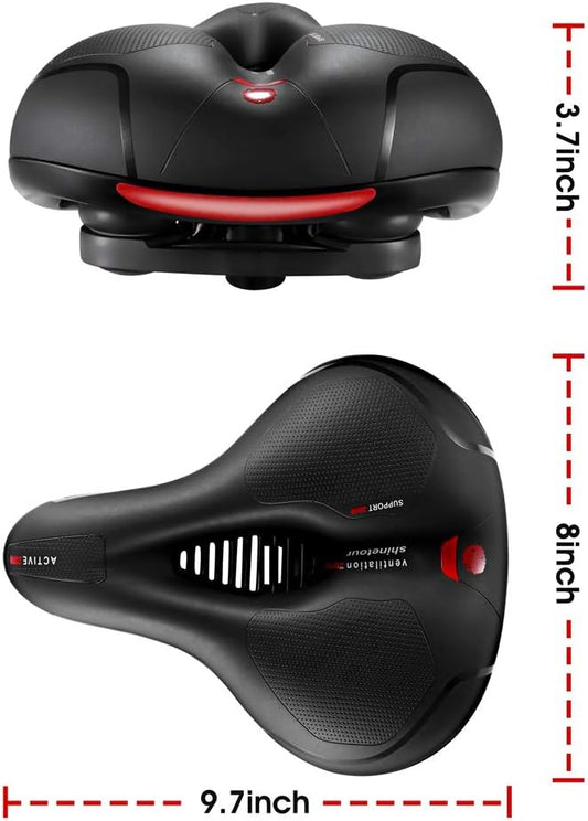 Comfortable Bike Seat for Men Women with Dual Shock Absorbing Ball Waterproof Wide Bicycle Saddle Fit for Most Standard Post - PuriLite